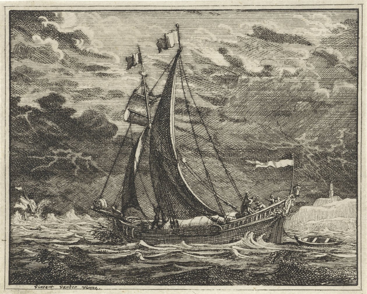 Navio em clima ameaçador de Vincent Laurensz. van der Vinne (II)