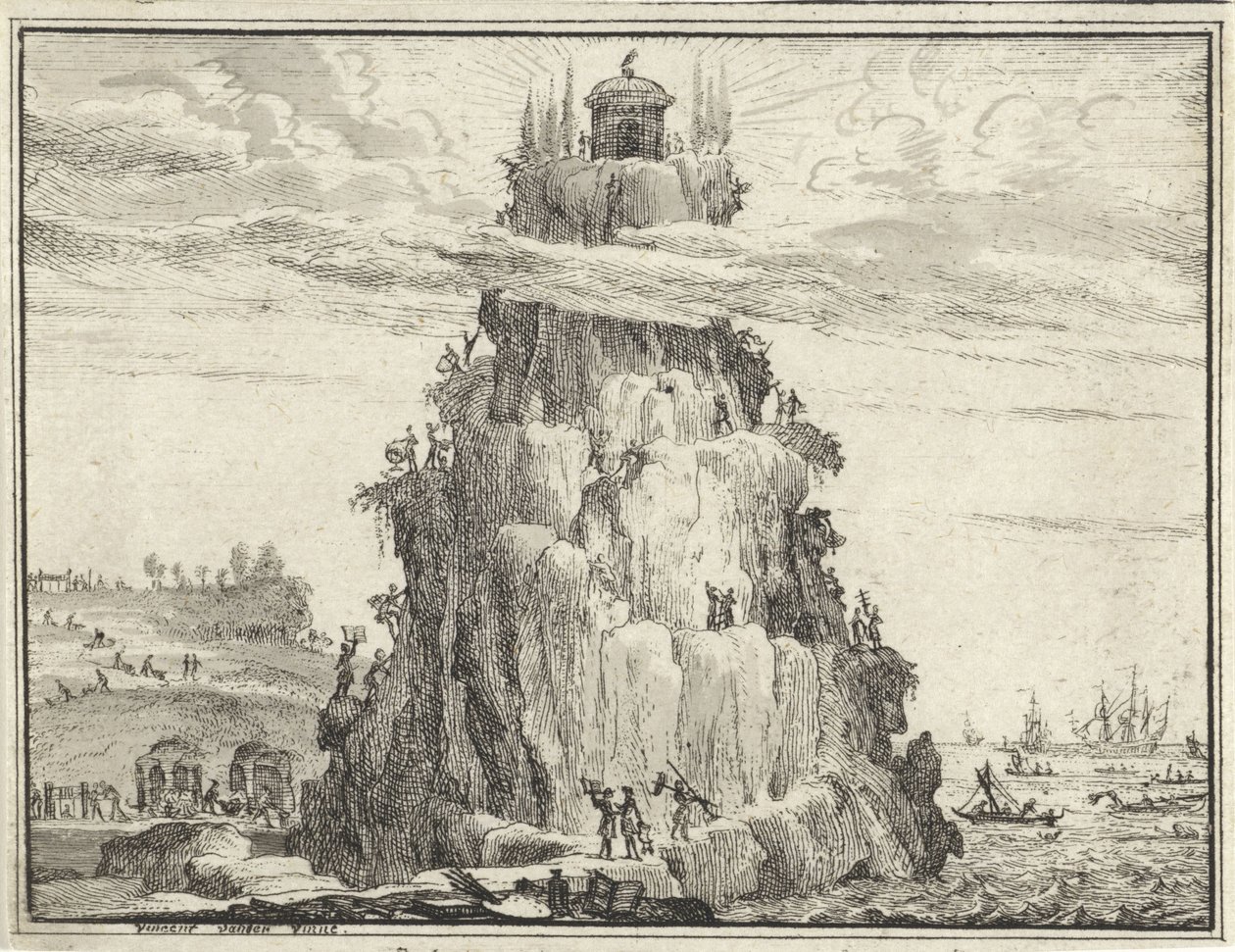 Templo da sabedoria em uma rocha de Vincent Laurensz. van der Vinne (II)