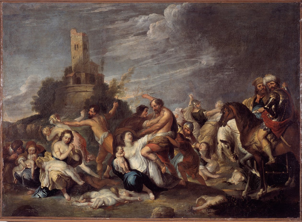 O Massacre dos Inocentes Pintura de Vincent Malo (ca. 1600-1650) 1634 Do Oratório San Silvestro, Genes Musei di Strada Nuova (ex Palazzo Bianco) genes de Vincent Malo