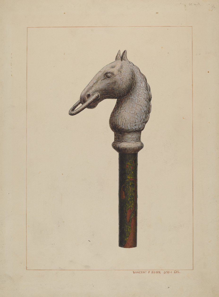 Poste de engate de cabeça de cavalo de Vincent P. Rosel
