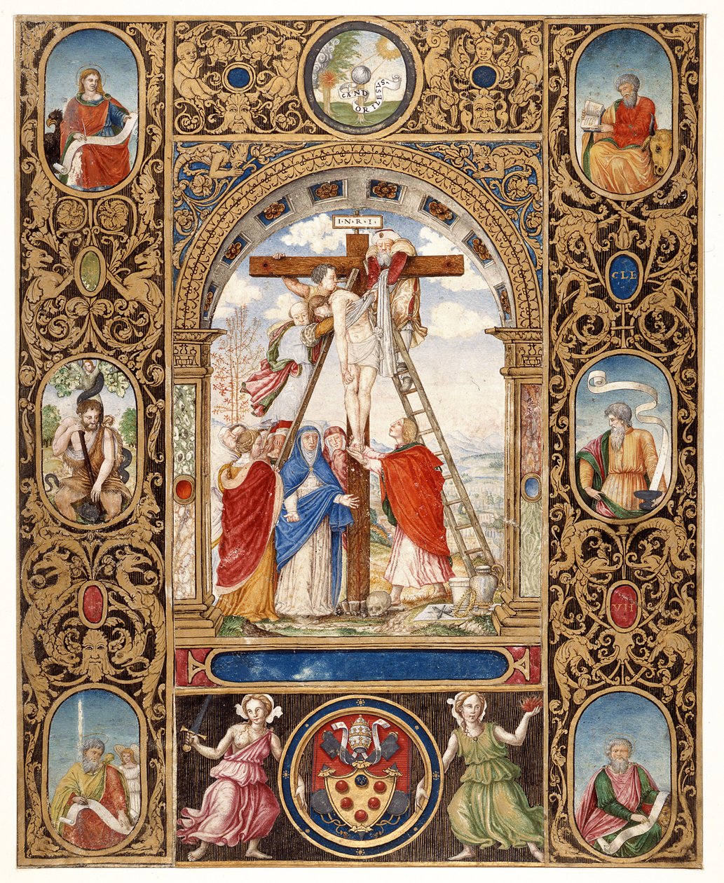 Marlay Cutting IT.34: A Deposição da Cruz e fragmentos de fronteira de um missal do Papa Clemente VII, depois de 1523 (pergaminho) de Vincent Raymond