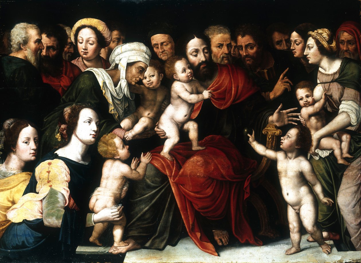 Jesus com as crianças pequenas, c1559-1589 de Vincent Sellaer