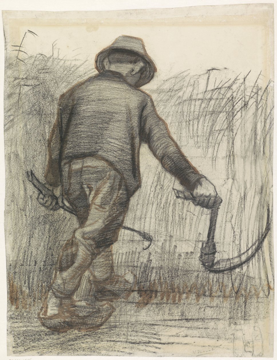 Cortador de trigo com chapéu, visto de trás de Vincent van Gogh (signed by artist)