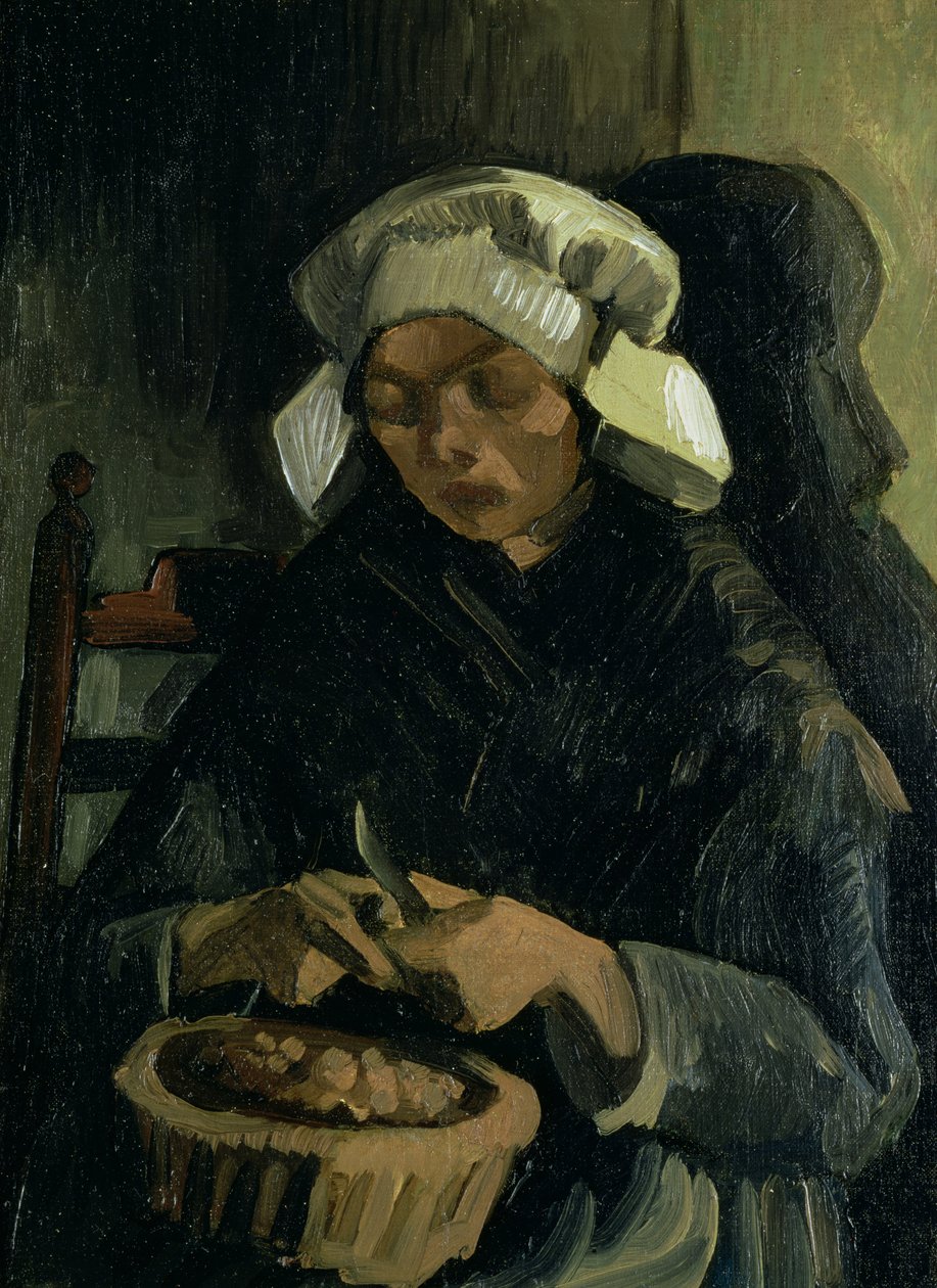 Um camponês de Neunen descascando batatas, 1885 de Vincent van Gogh