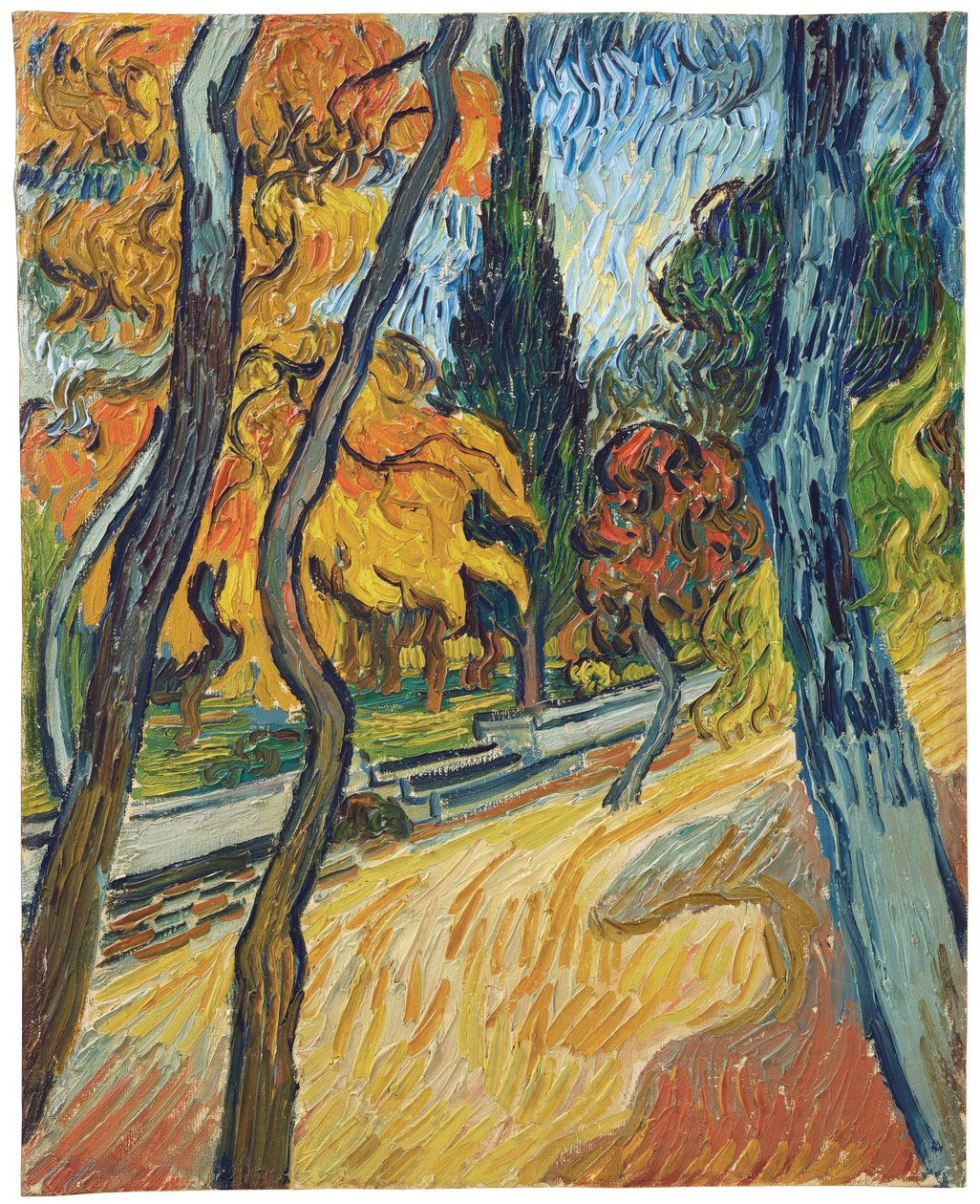 Árvores no jardim do asilo, 1889 de Vincent van Gogh