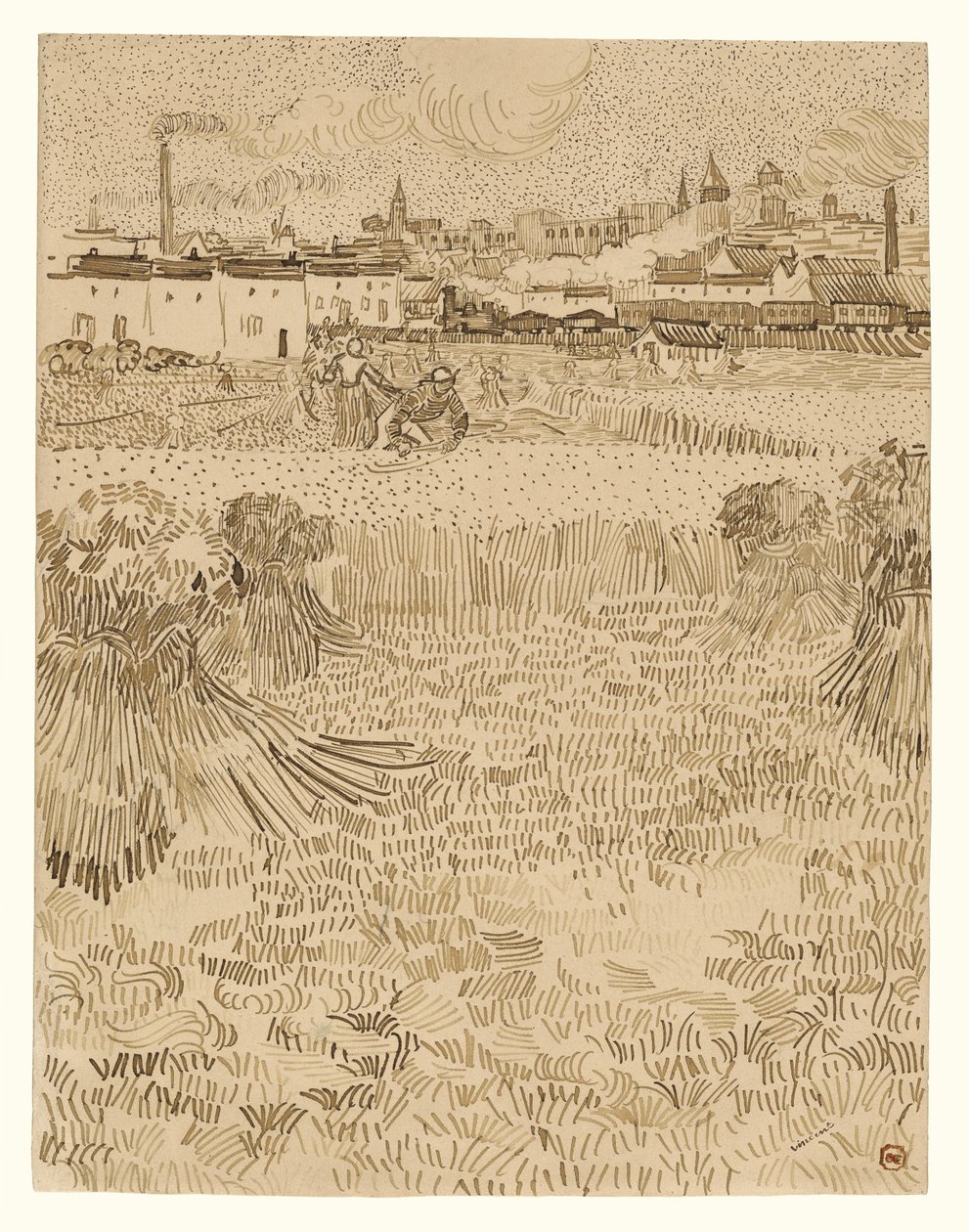 Arles: Vista dos campos de trigo de Vincent van Gogh