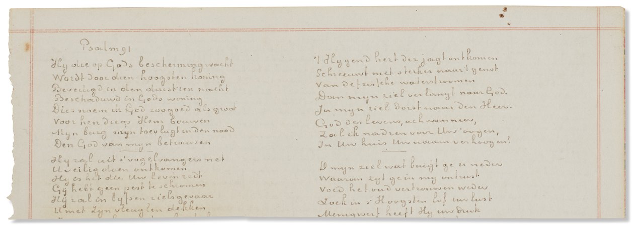 Manuscrito autógrafo, transcrições de textos bíblicos em neerlandês de Vincent van Gogh