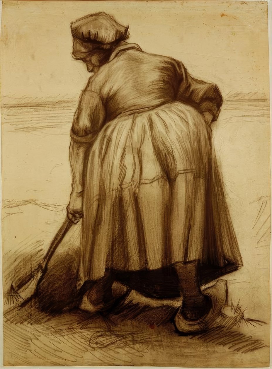 Esposa do fazendeiro cavando de Vincent van Gogh