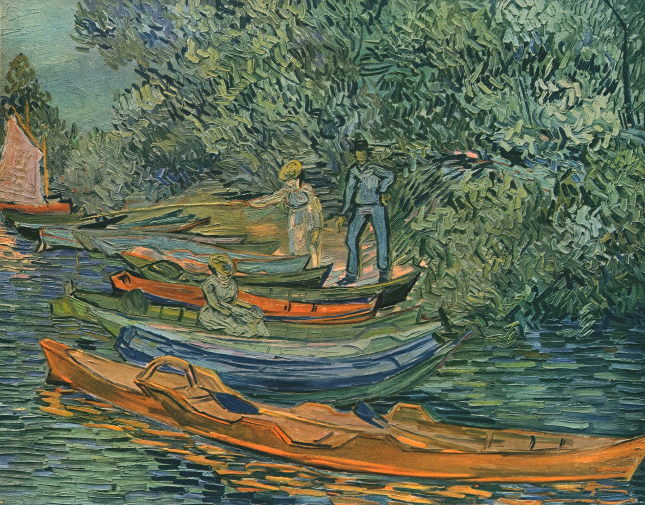 Margem do rio com barcos a remos em Auvers, 1890, 1947. de Vincent van Gogh