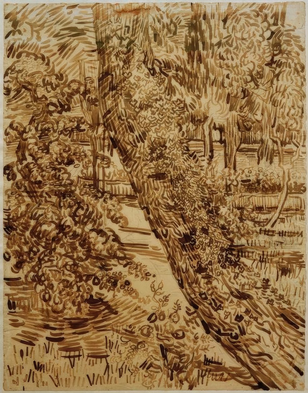 Árvore com hera no jardim do sanatório de Vincent van Gogh