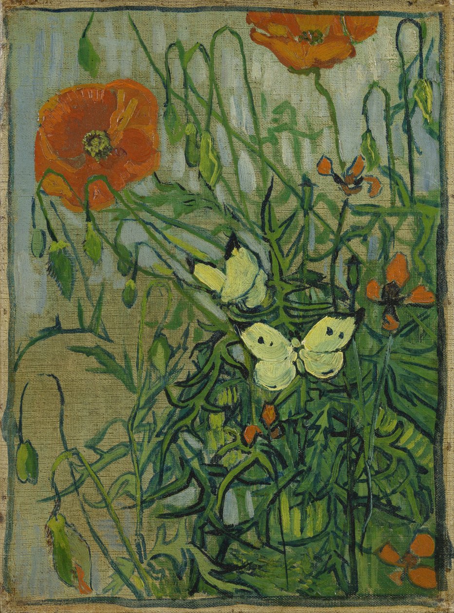 Borboletas e papoilas de Vincent van Gogh