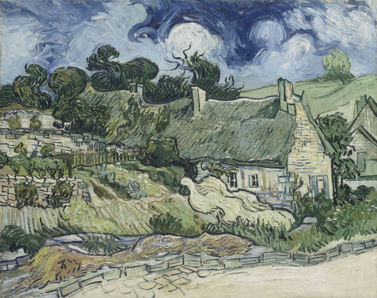 Telhados de colmo de Cordeville em Auvers-sur-Oise de Vincent van Gogh