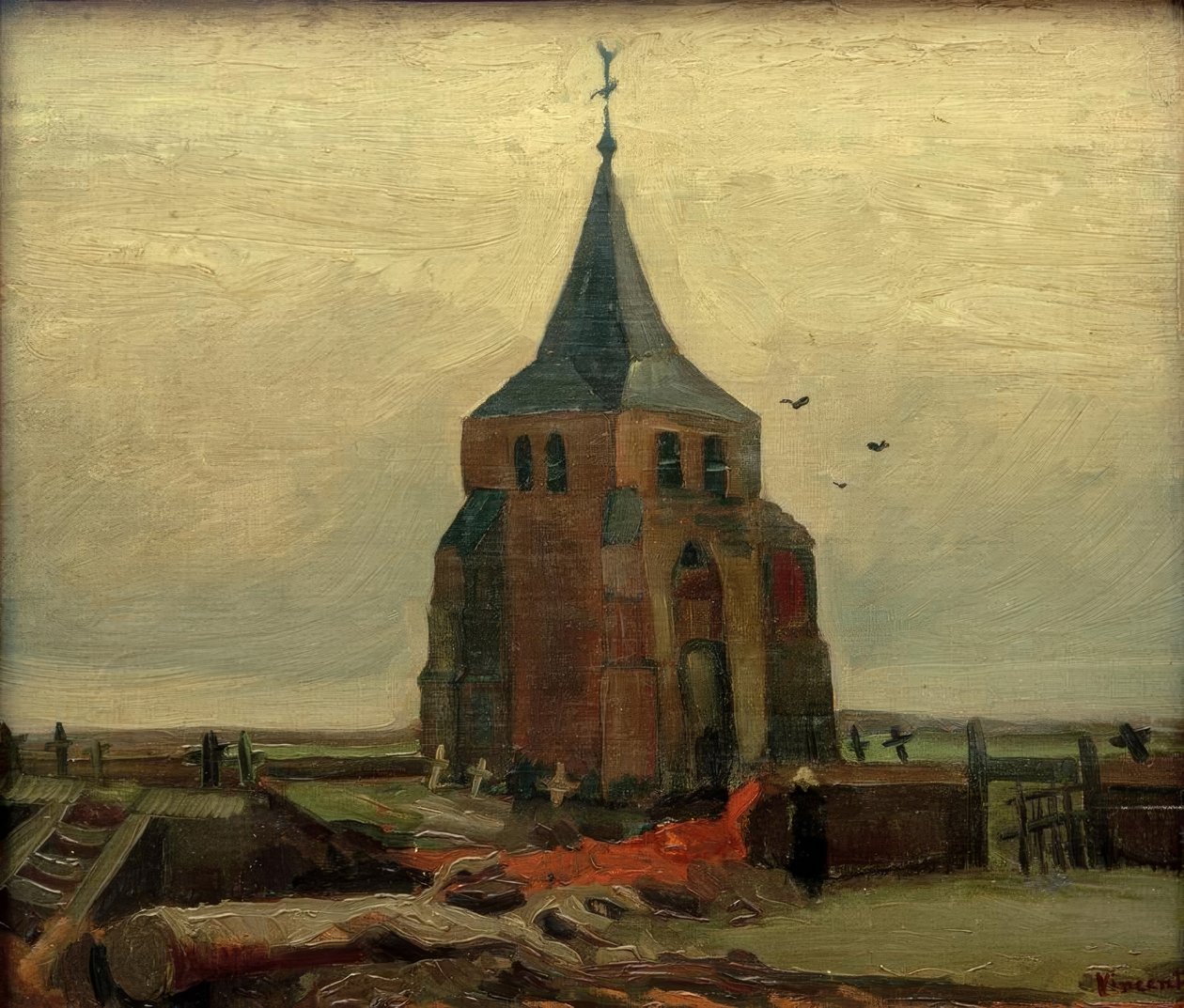 A antiga torre no cemitério de Nuenen de Vincent van Gogh