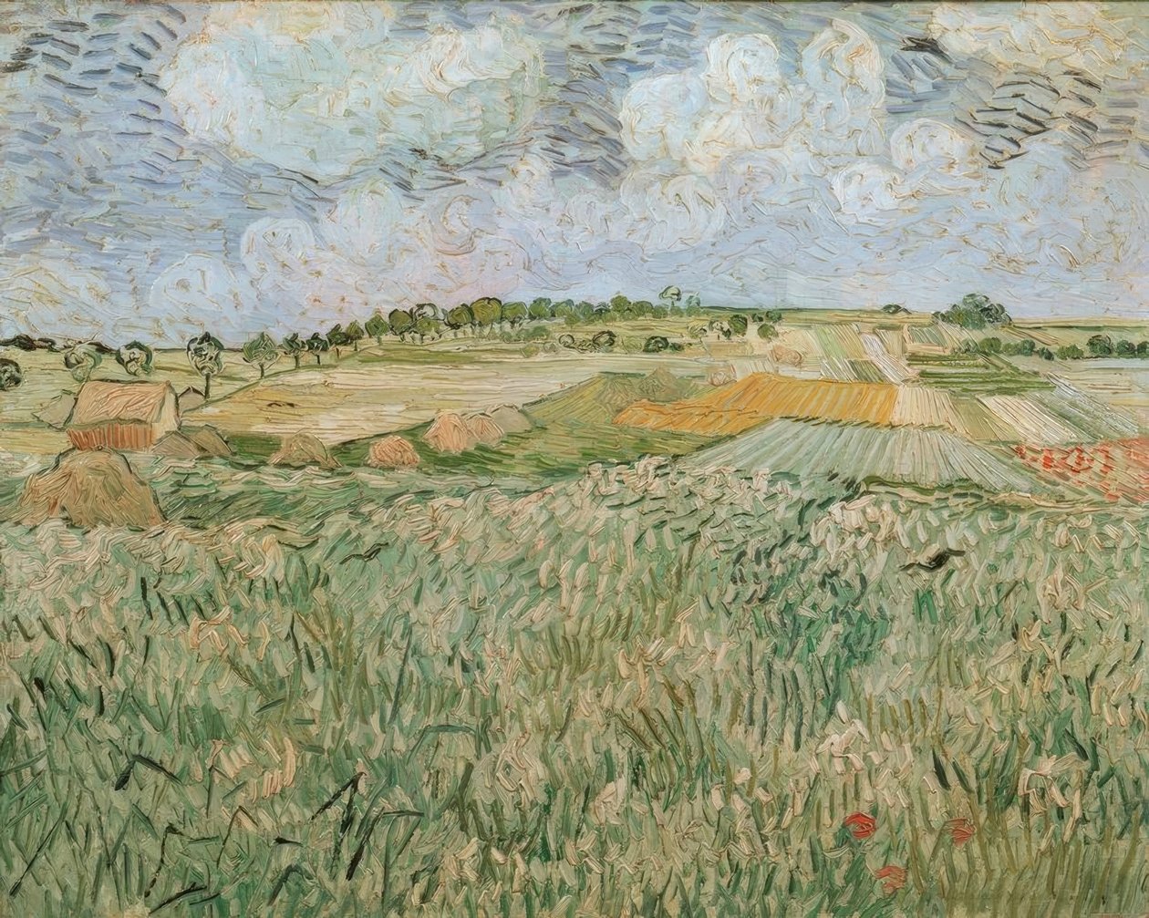 A planície em Auvers com nuvens de chuva de Vincent van Gogh