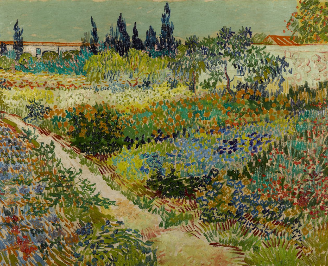 Holandês: Tuin te Arles Jardim florido com caminho de Vincent van Gogh