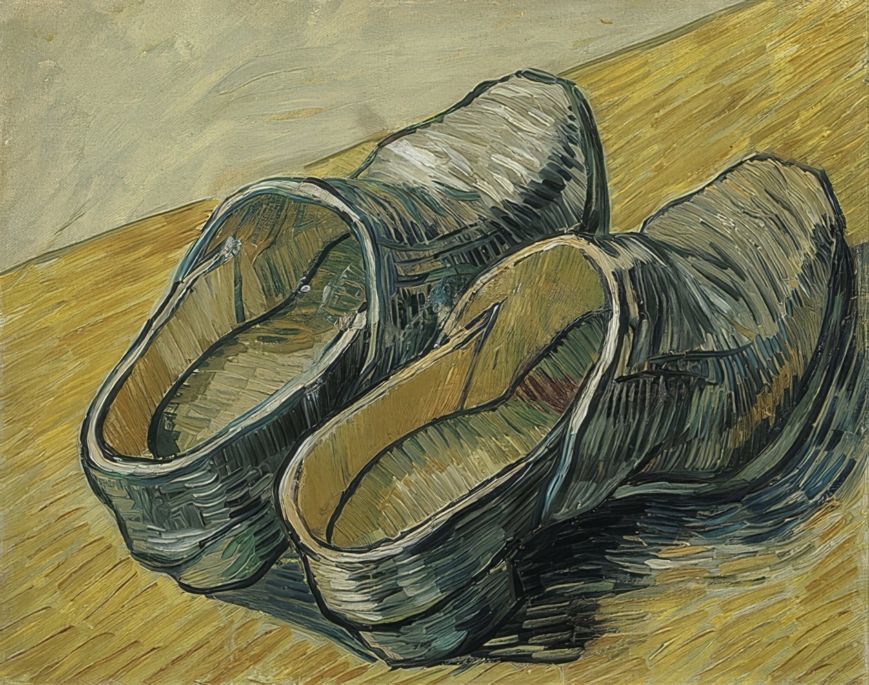 Um par de tamancos de couro. 1889 de Vincent van Gogh
