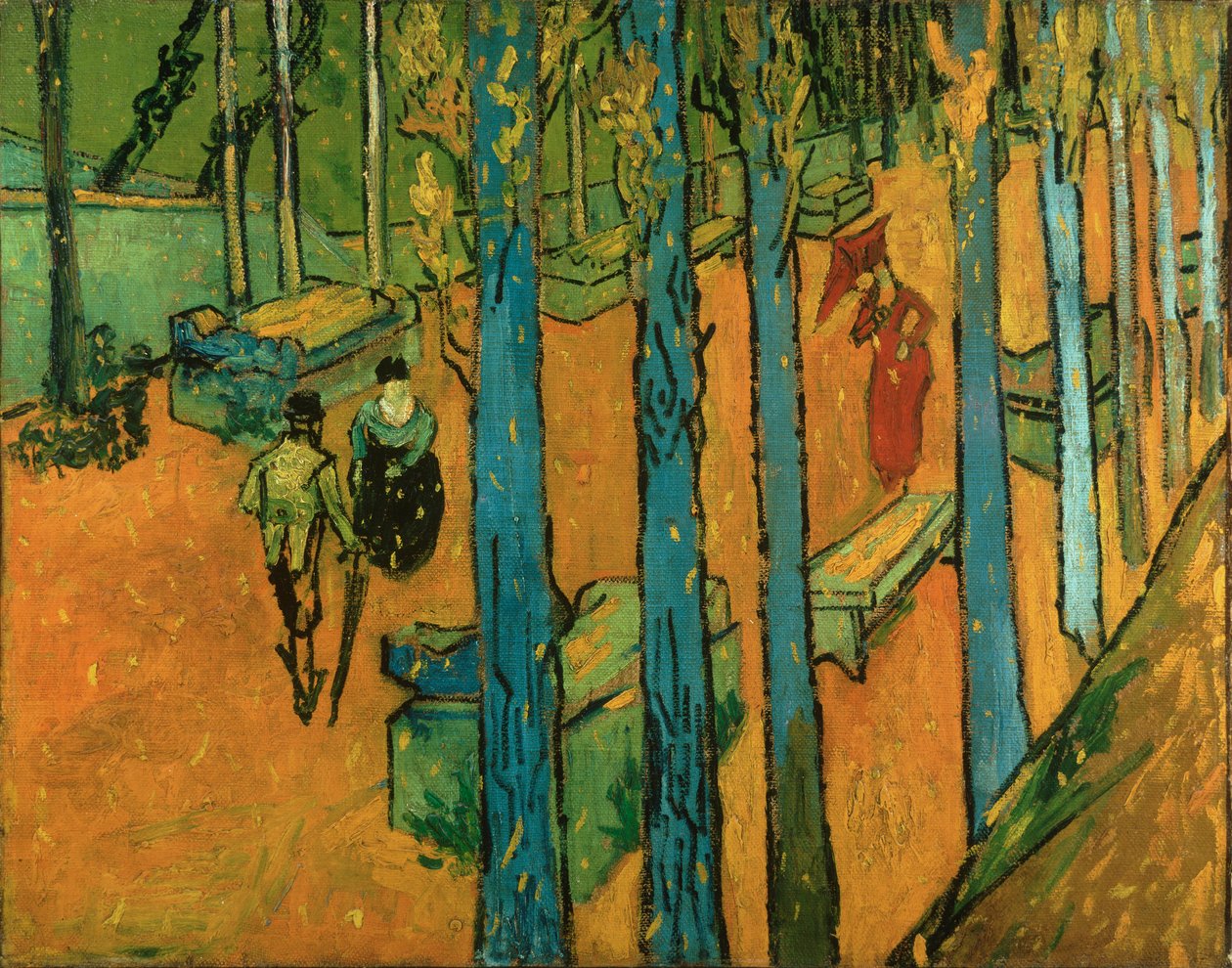 Folhas de outono em queda (Les Alyscamps) de Vincent van Gogh