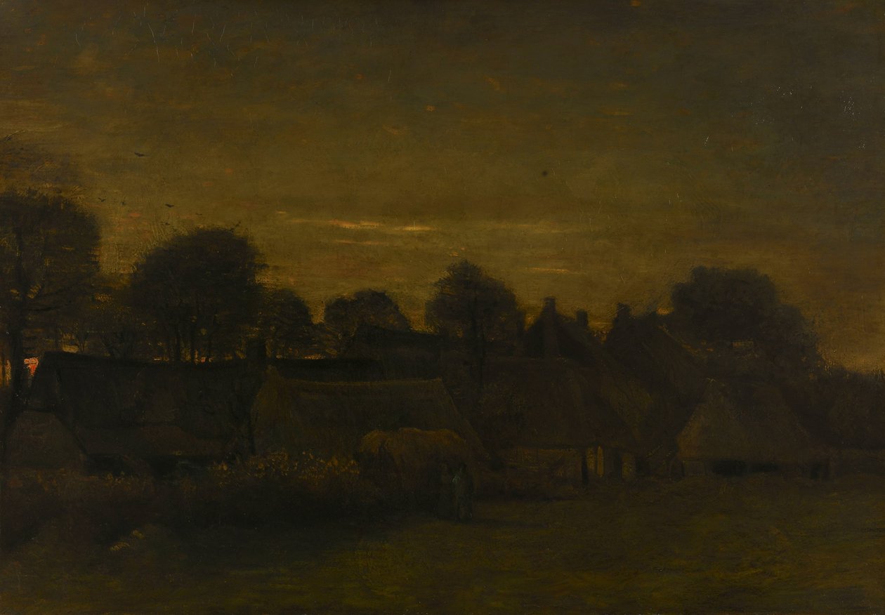 Aldeia agrícola ao crepúsculo de Vincent van Gogh