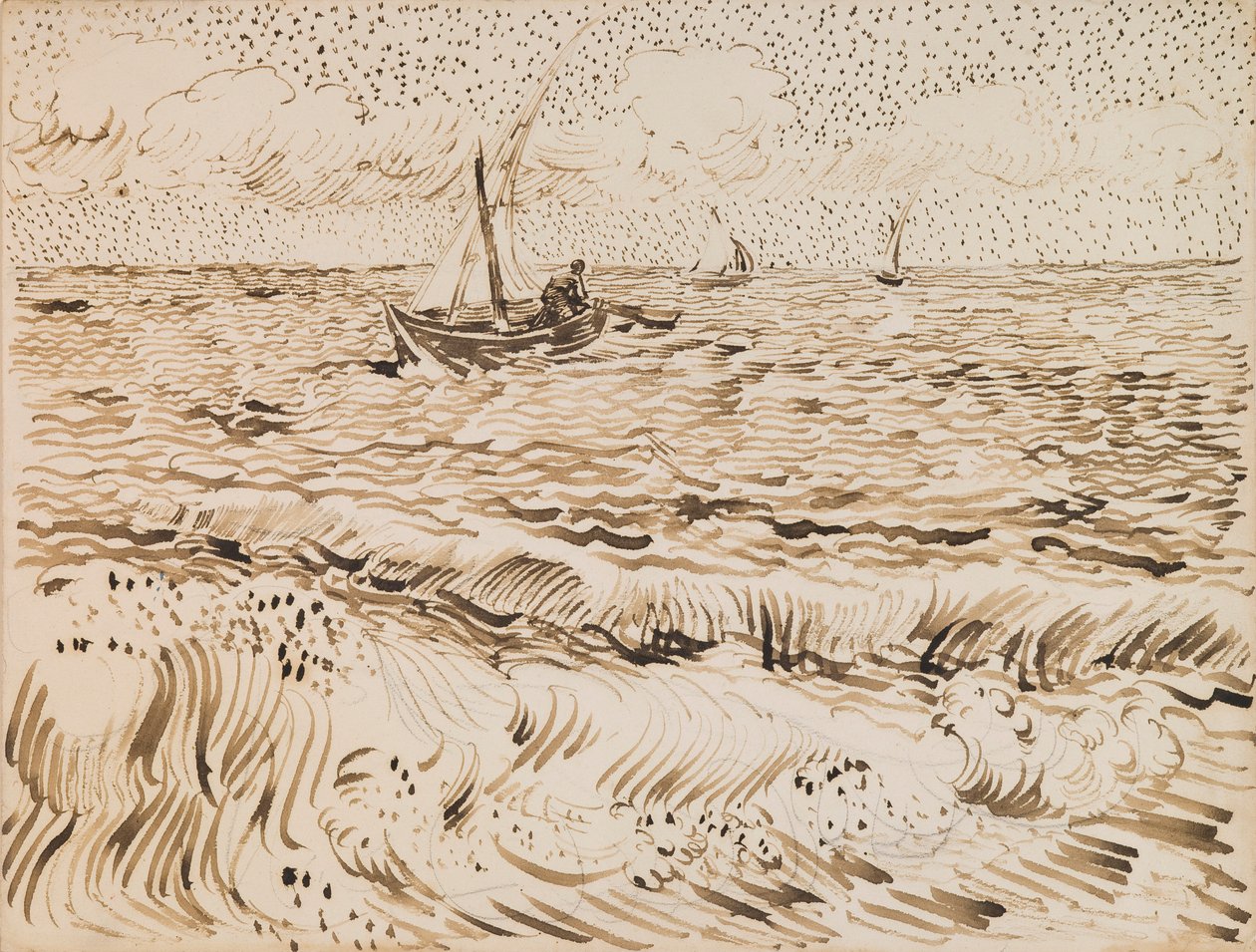 Barcos de pesca em Saintes-Maries-de-la-Mer de Vincent van Gogh