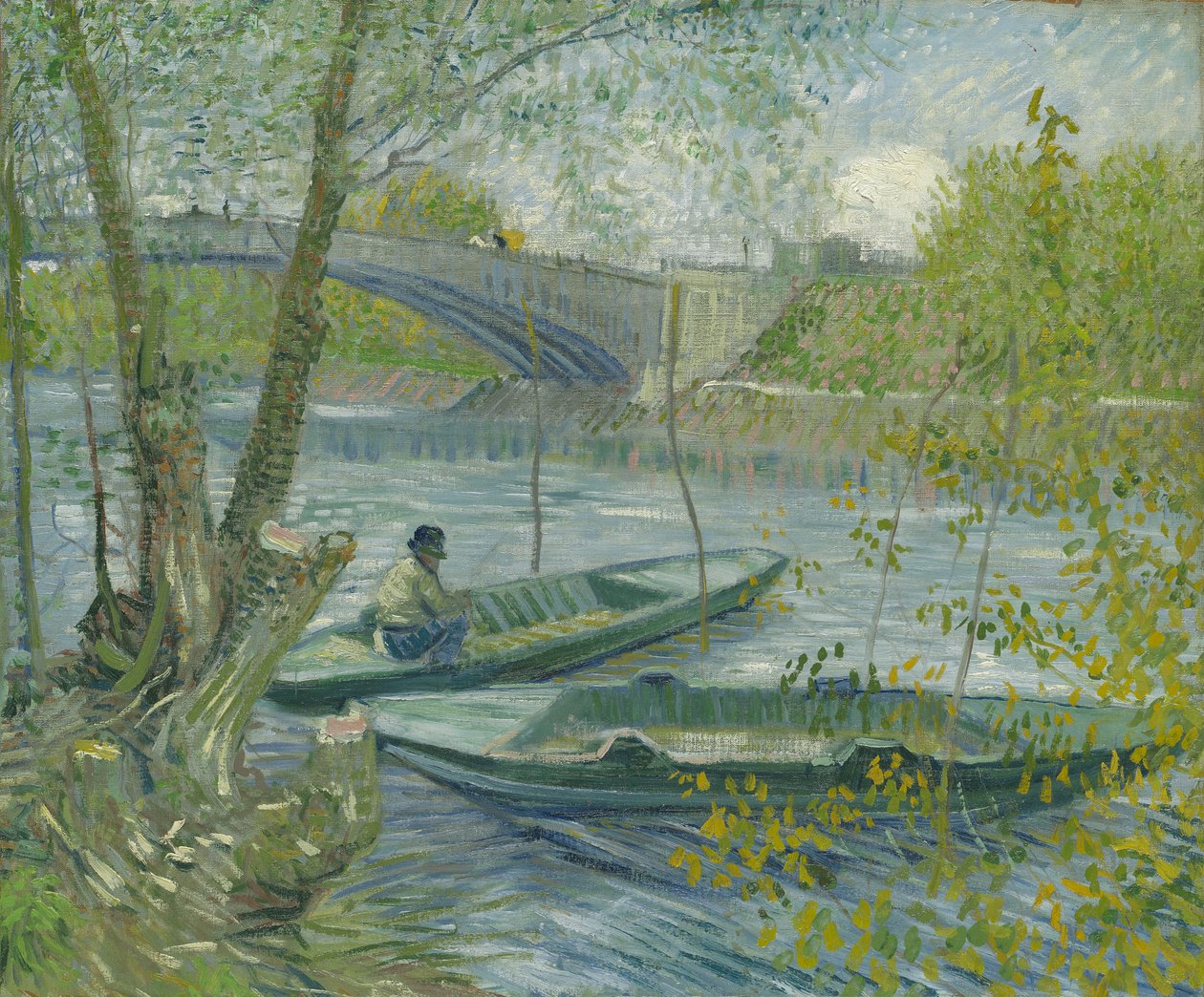 Pescando na primavera, a Pont de Clichy de Vincent van Gogh