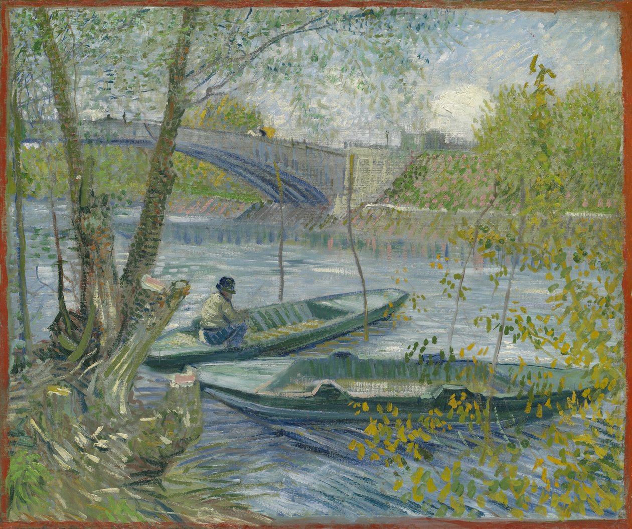 Pesca na primavera, a Pont de Clichy Asnières, 1887. de Vincent van Gogh