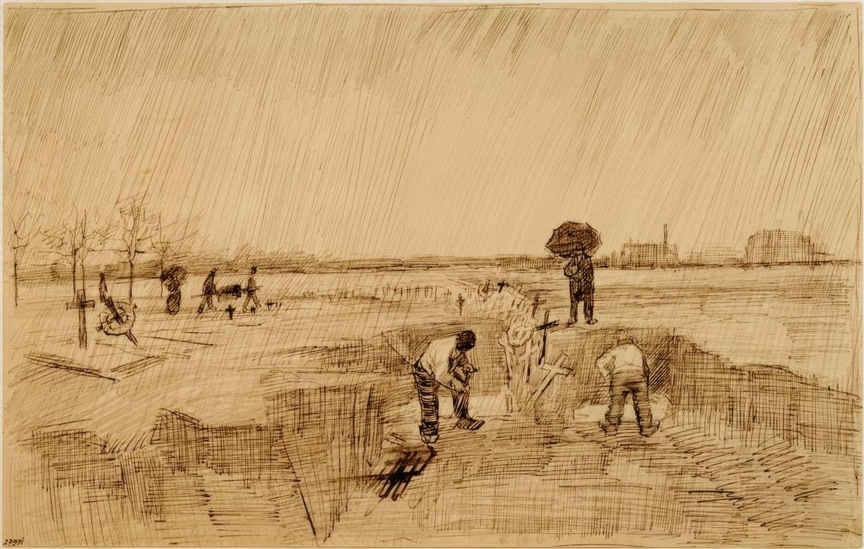 Cemitério na chuva de Vincent van Gogh