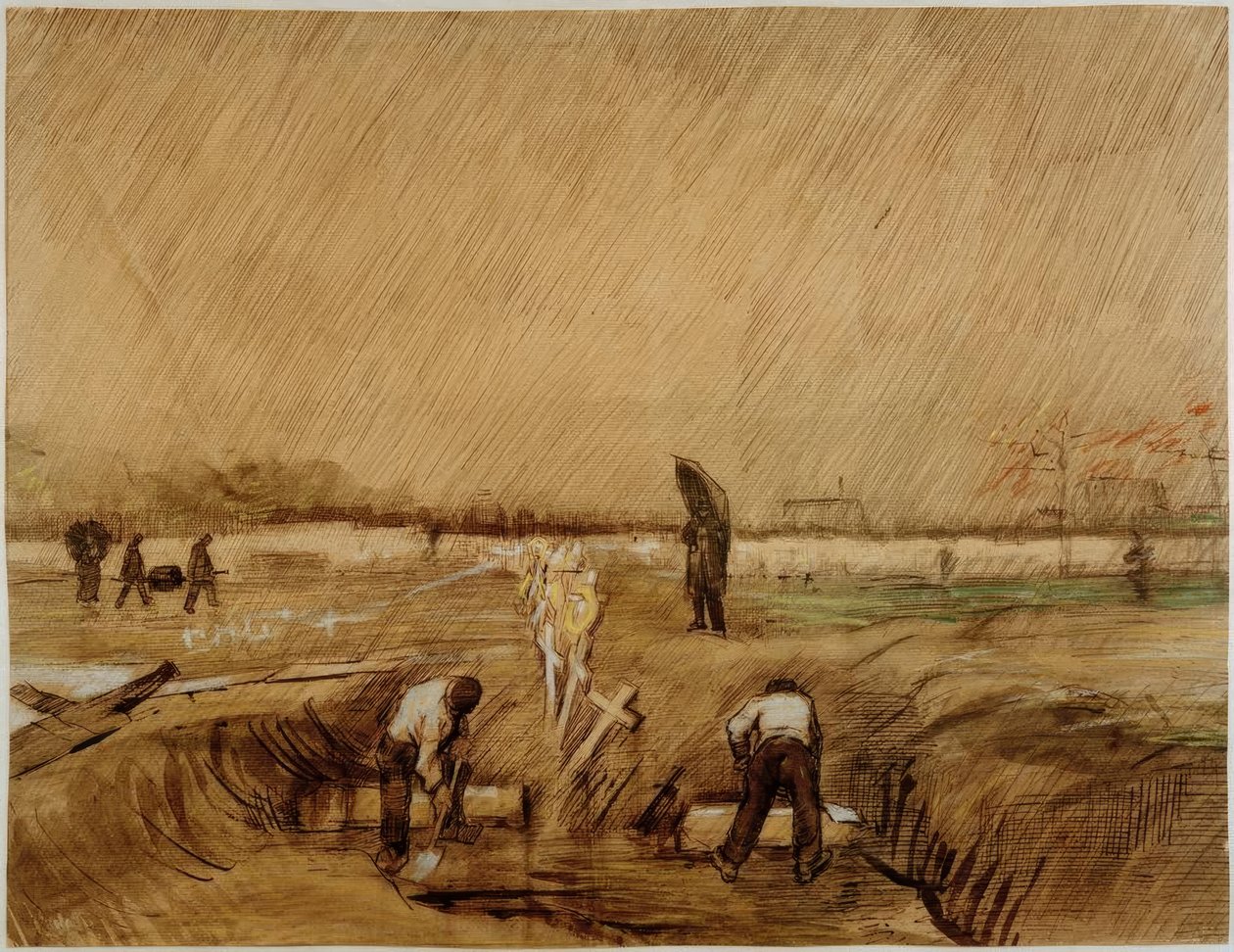 Cemitério na chuva de Vincent van Gogh