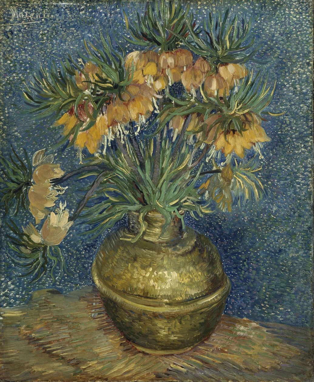 Fritilárias, coroa-imperial num vaso de cobre de Vincent van Gogh