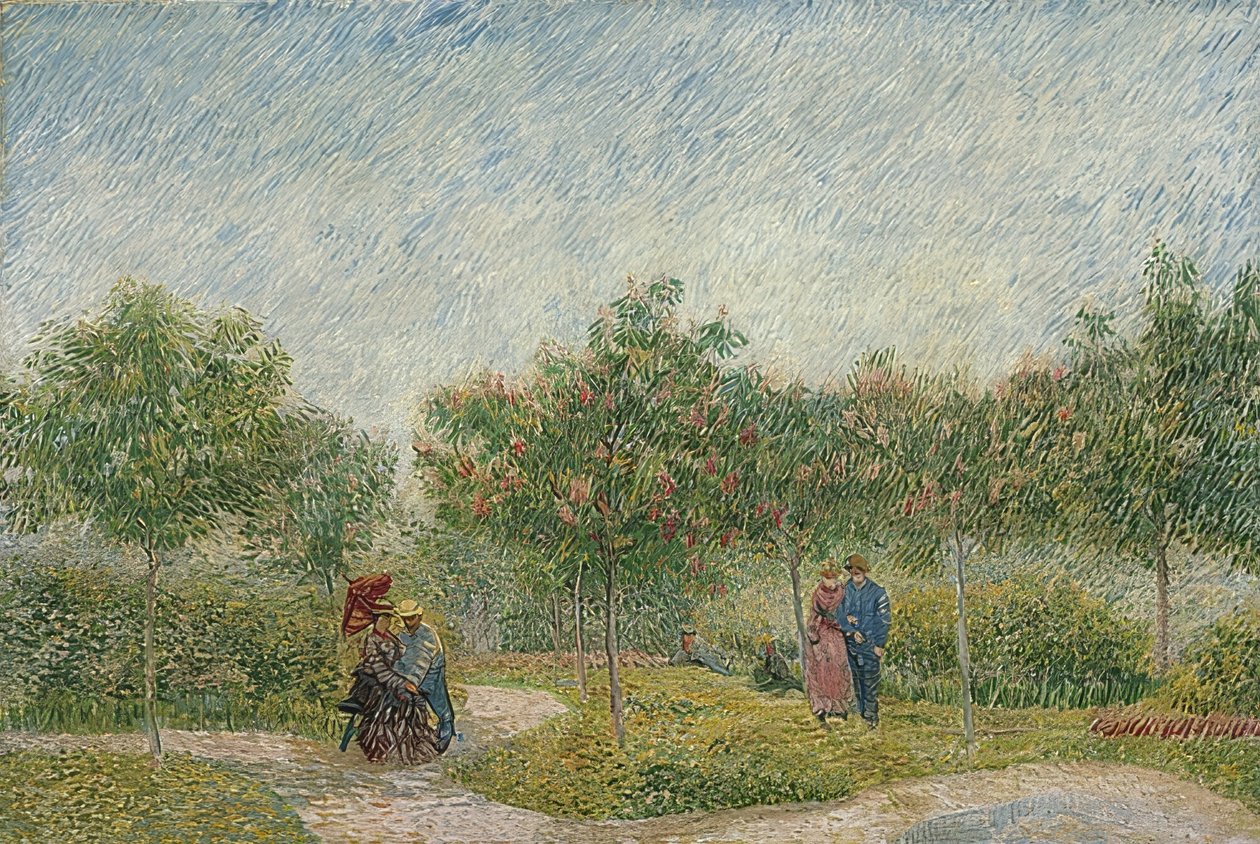 Jardim com casais: Praça Saint-Pierre. 1887 de Vincent van Gogh