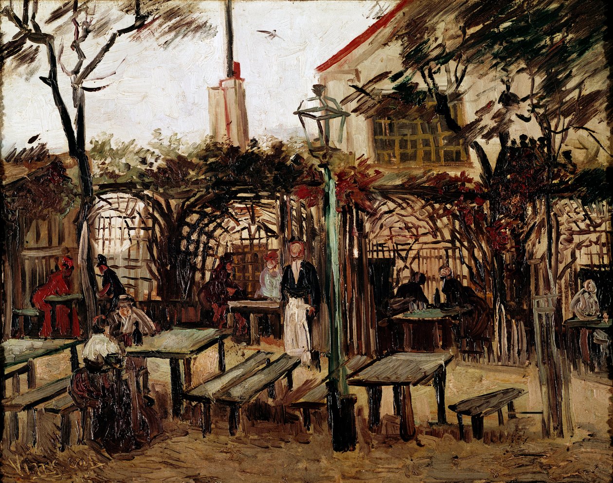 Guinguette em Montmartre: a mesa de bilhar de madeira tornou-se la bonne franquette de Vincent van Gogh