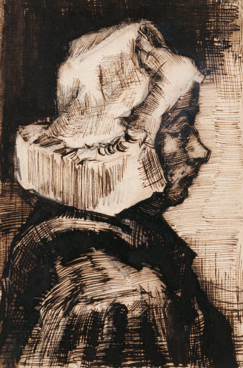 Cabeça de uma camponesa, virada para a direita, 1884 de Vincent van Gogh