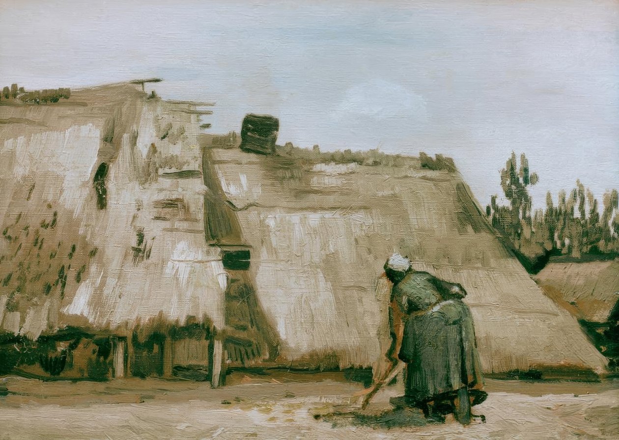 Cabana com camponesa trabalhadora de Vincent van Gogh