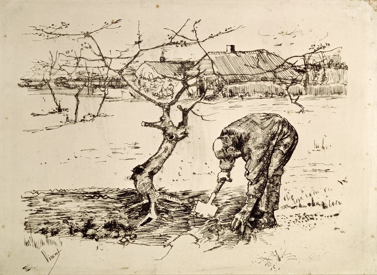 No pomar de 1883 de Vincent van Gogh