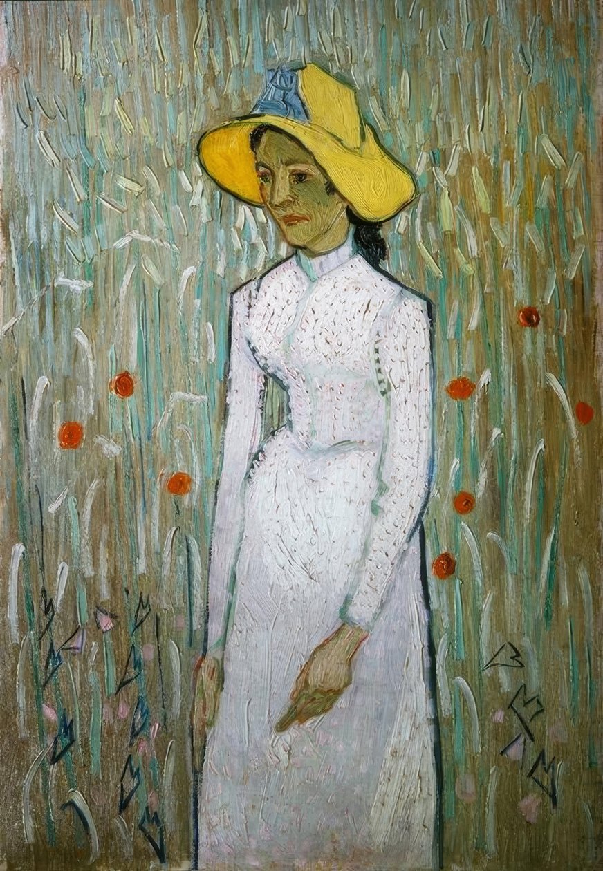 Moça, na frente de um campo de trigo de Vincent van Gogh