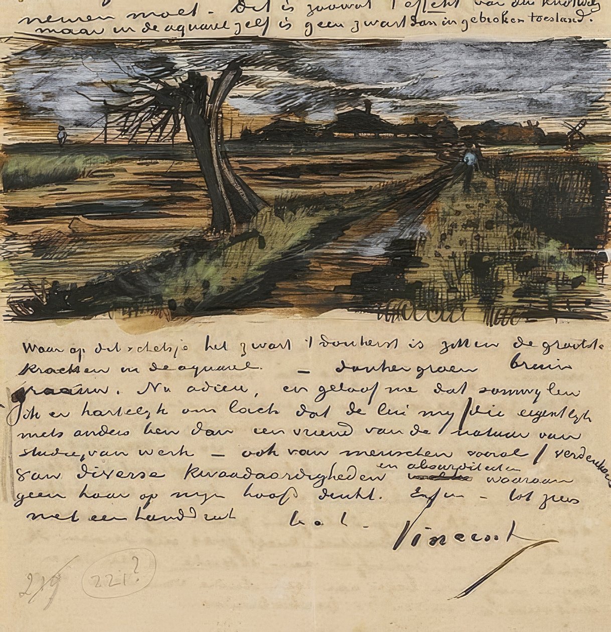 Kopfweide, Letter e Theo van Gogh. 1882 de Vincent van Gogh