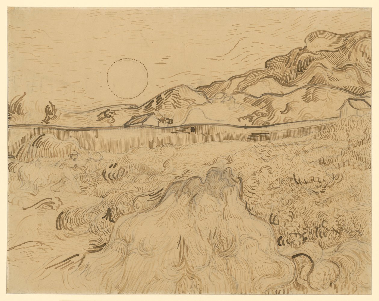 Campo de cereais, o ceifeiro (Le fauchair) de Vincent van Gogh