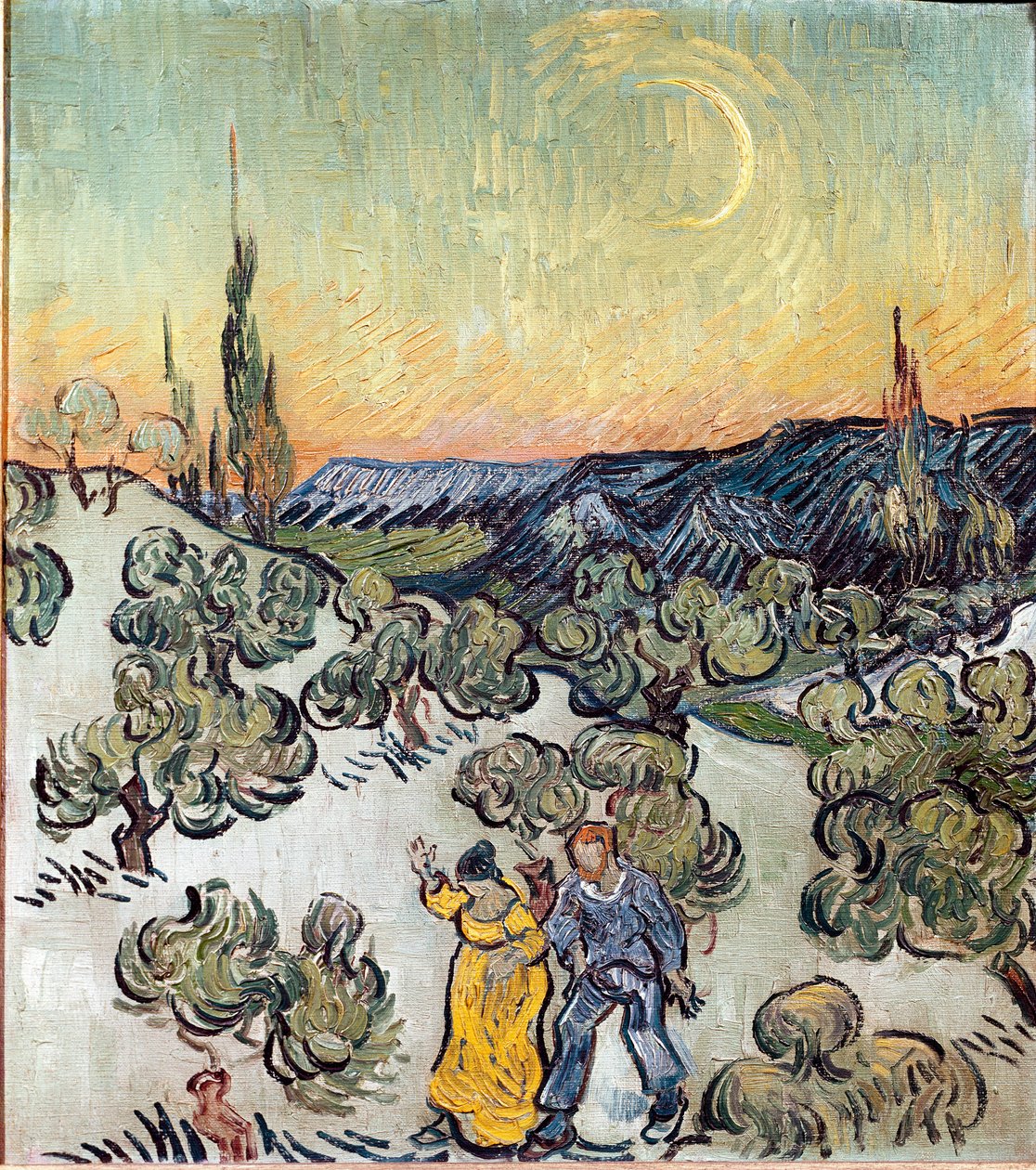 Paisagem ao anoitecer (Saint Remy ou Saint-Remy). Pintura de Vincent Van Gogh (1853-1890) de Vincent van Gogh
