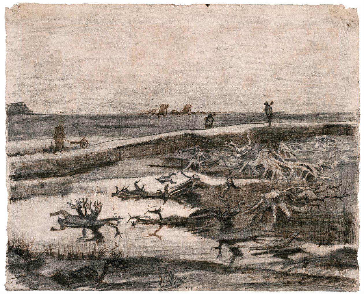Paisagem com troncos de turfa (Trabalhos no campo) de Vincent van Gogh