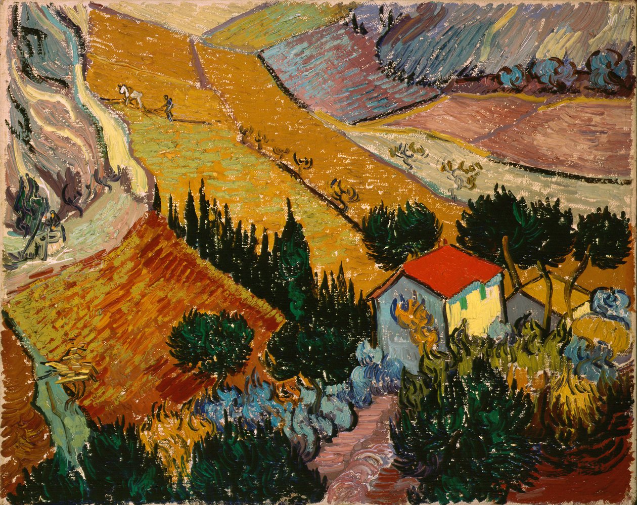 Paisagem com House e Ploughman de Vincent van Gogh