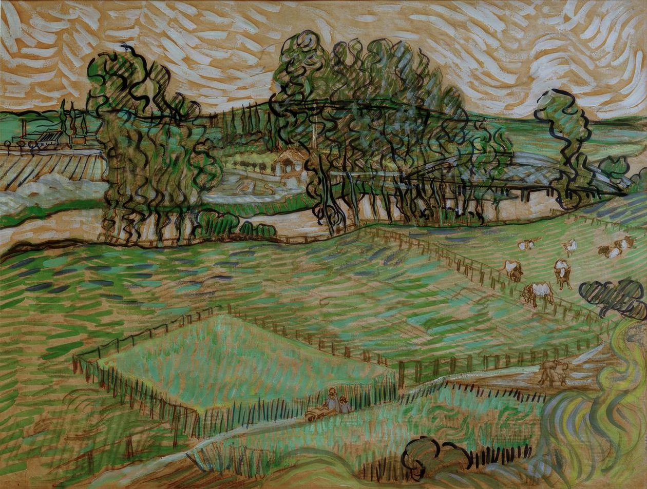 Paisagem com ponte sobre o Oise de Vincent van Gogh