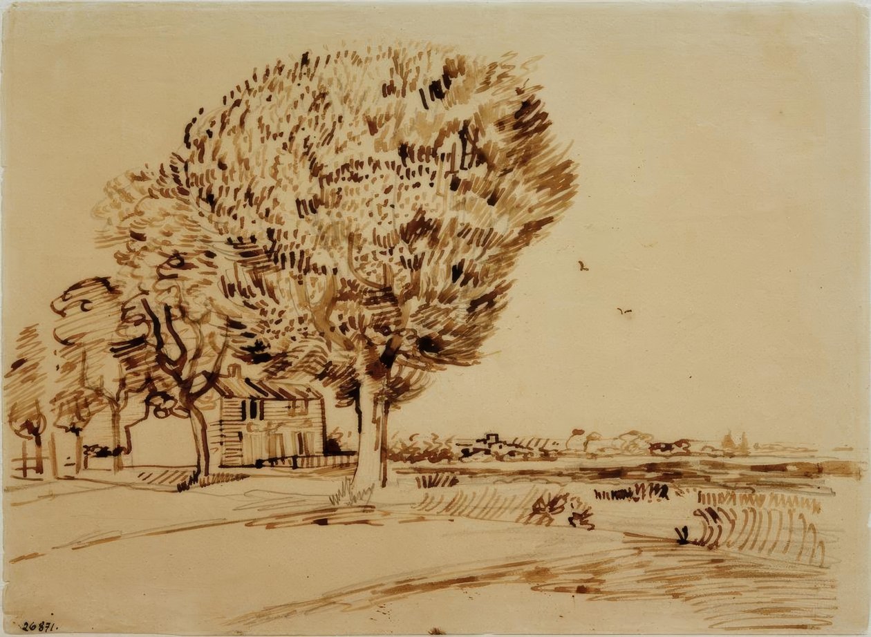 Paisagem com casa e árvores de Vincent van Gogh