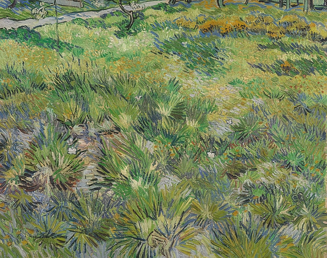 Grama alta com borboletas. 1890 de Vincent van Gogh