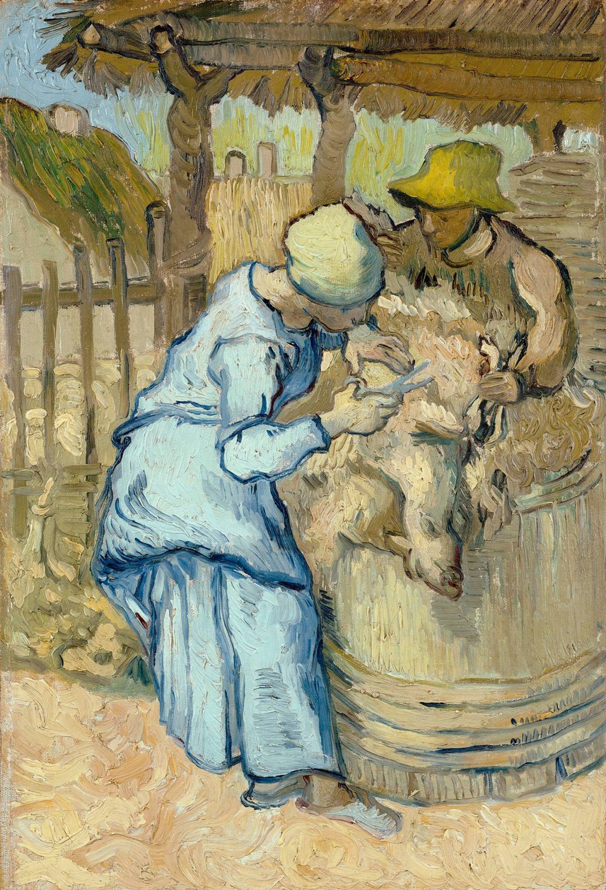 The Shearers - Pintura de Vincent van Gogh (1853-1890), depois de Jean Francois Millet (1814-1875), óleo sobre tela de Vincent van Gogh