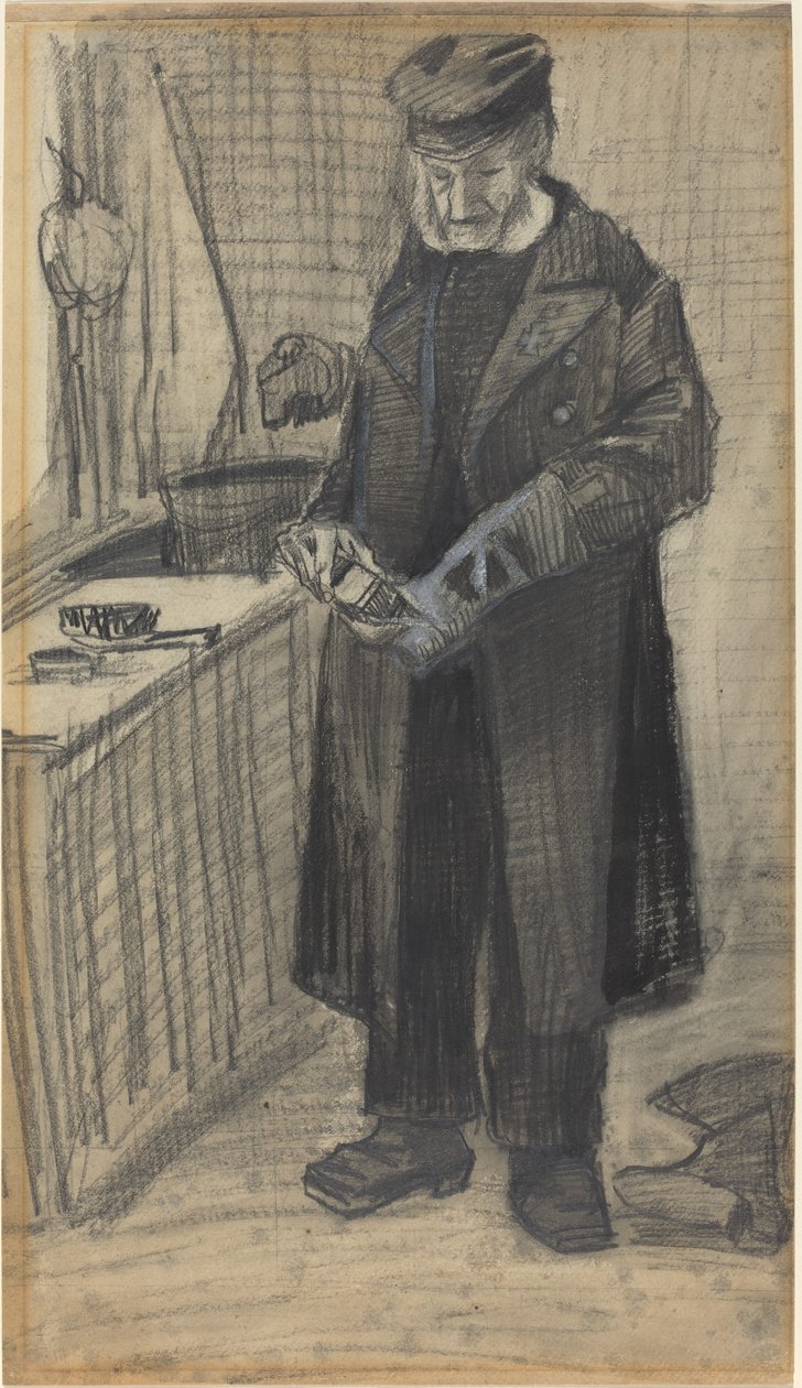 Homem polindo uma bota, 1882. de Vincent van Gogh