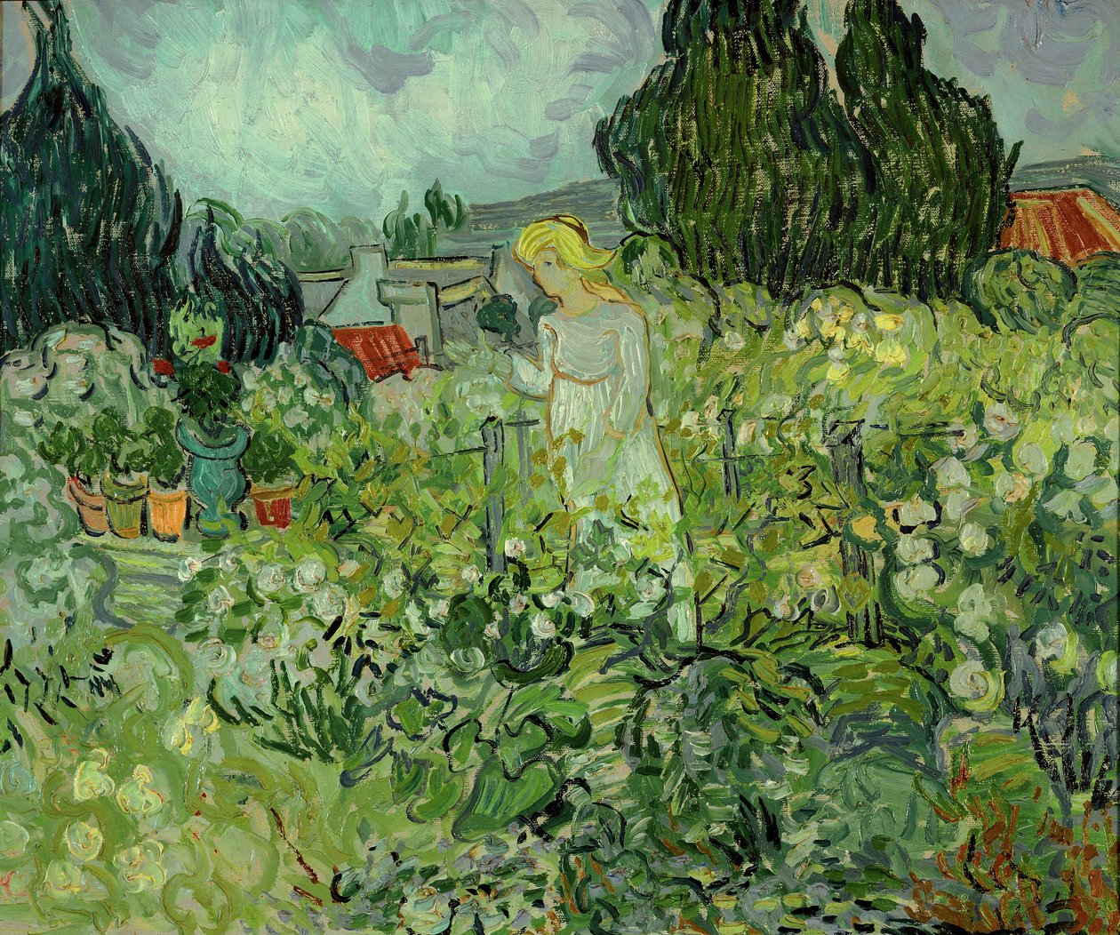 Mlle. Gachet no seu jardim em Auvers-sur-Oise ... (óleo sobre tela) de Vincent van Gogh