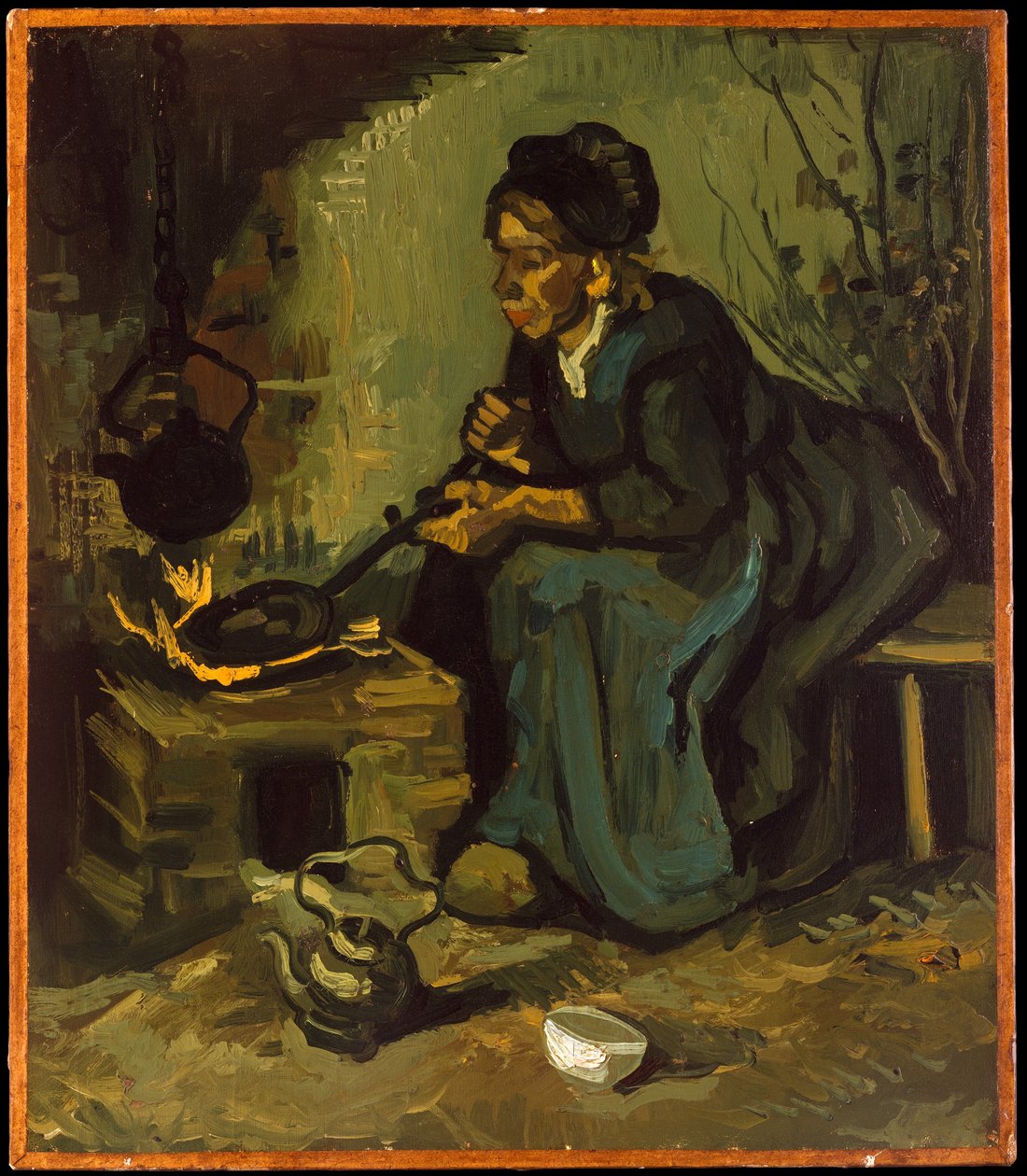 Camponesa a cozinhar junto a uma lareira de Vincent van Gogh