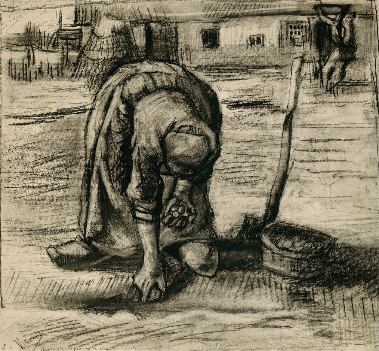 Camponesa plantando batatas de Vincent van Gogh