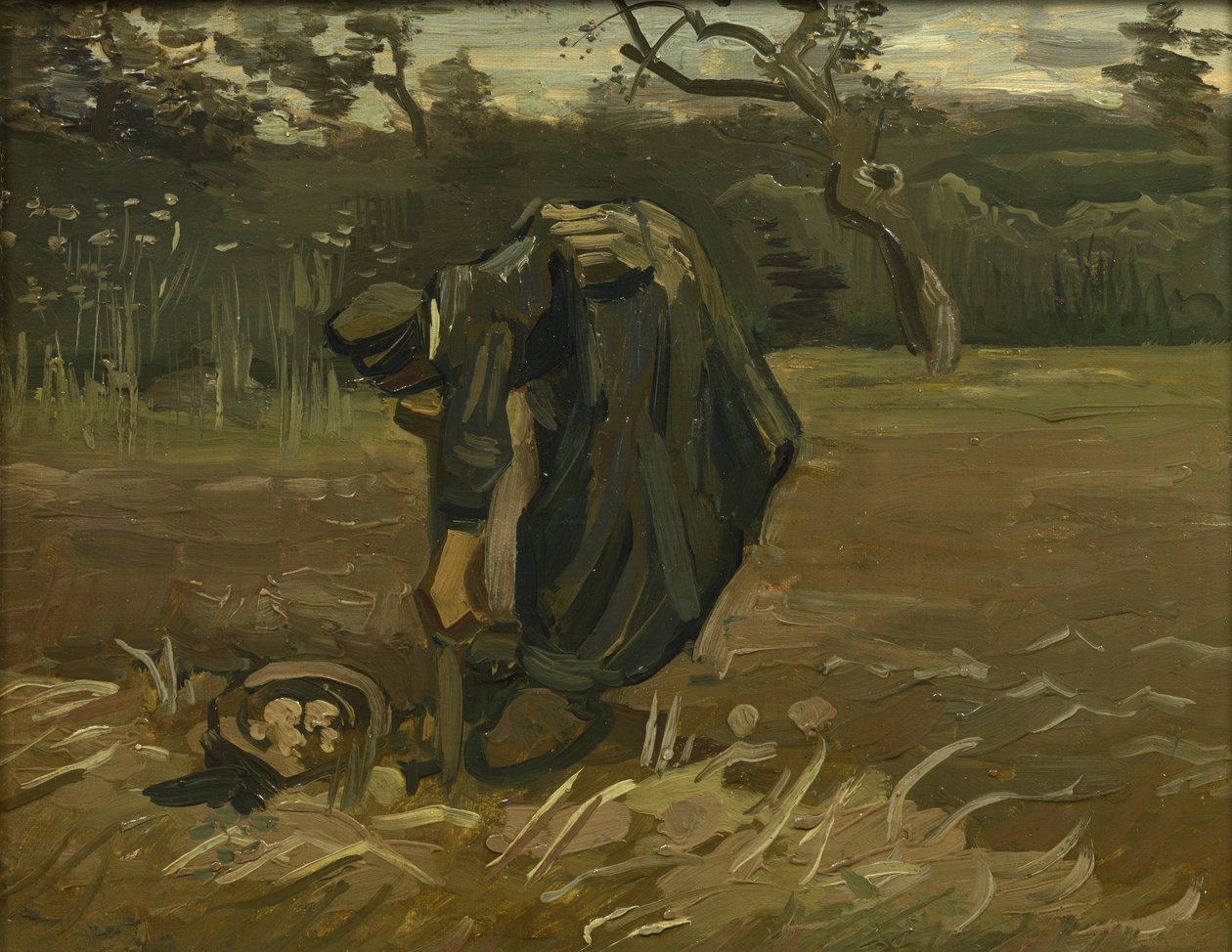 Camponesa, colheita de batatas, 1885 de Vincent van Gogh