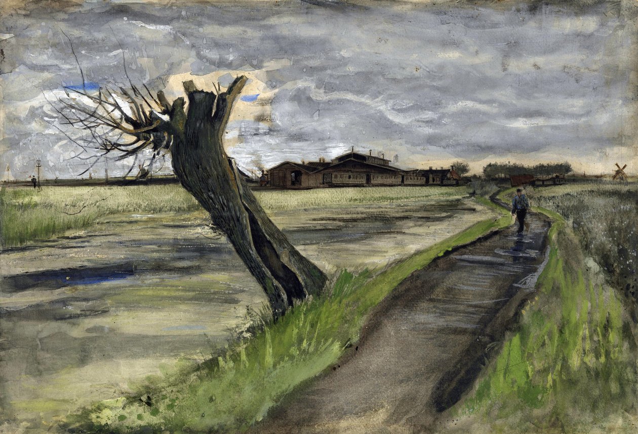 Salgueiro-pollo (tetardo de molho) par Gogh, Vincent, van (1853-1890). Lápis, aguarela, guache, tinta sobre papel, tamanho : 38x55,8 de Vincent van Gogh
