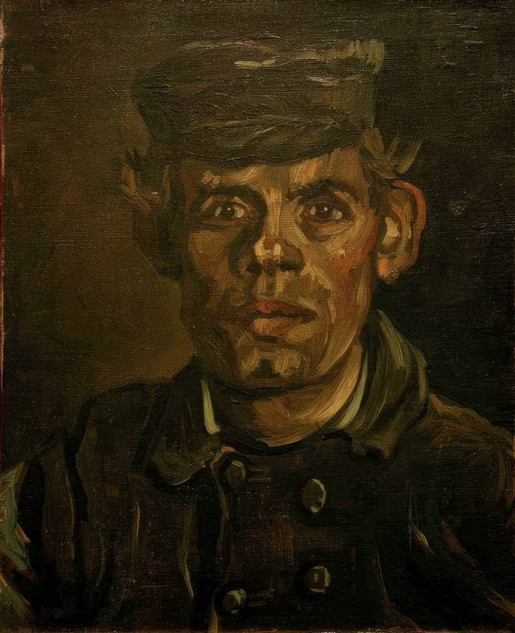 Retrato de um jovem agricultor com tampa de guarda-chuva de Vincent van Gogh
